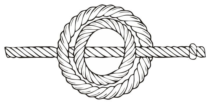 Detailed Illustration of a Secure Rope Knot in a Circular Pattern