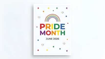Fototapeta premium Pride month june poster with rainbow and stars