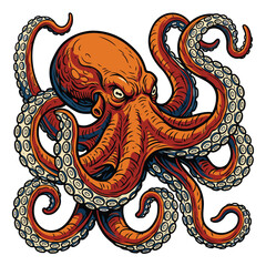 vector image of a big and scary octopus © azharine