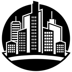 Fototapeta premium Black and white city skyline silhouette.