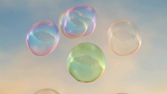 Magical Floating Soap Bubbles Against a Dreamy Sunset Sky Backdrop Cinematic Art Digital Rendering Serenity