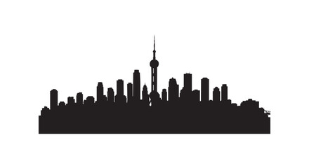 Obraz premium Shanghai city skyline silhouette isolated on white background famous landmarks and skyscrapers architectural design art.