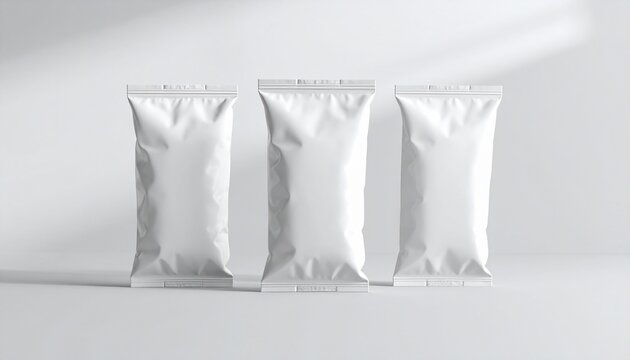 Blank white pouch packaging mockup standing on clean background