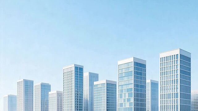 Modern highrise buildings against blue sky