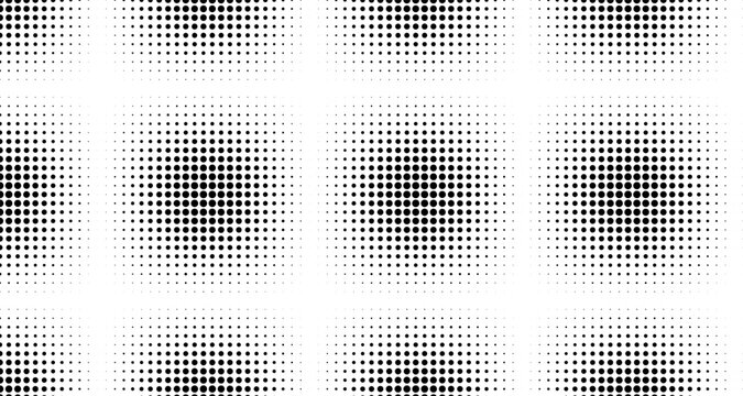 Halftone dot pattern grid, black and white