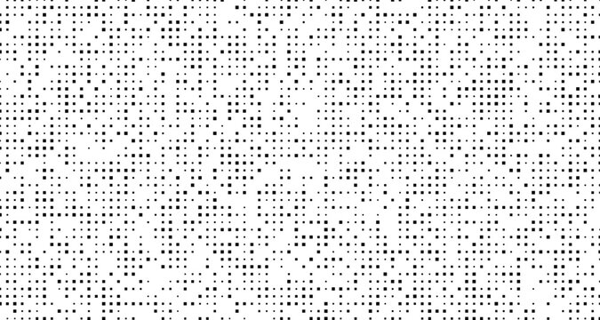 Random black squares on white background pattern