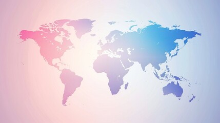 Fototapeta premium Simple world map vector style background, soft gradient lighting.