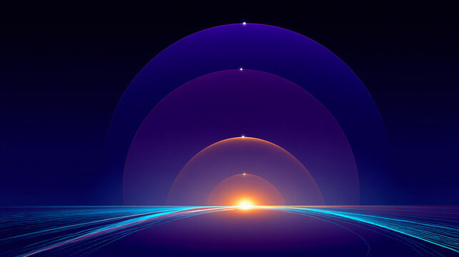 Dynamic abstract background with glowing core, converging lines, and ample copy space for text