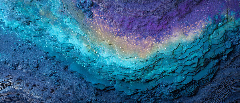 Abstract bioluminescent underwater texture background with vibrant blue and purple gradient for modern design concept.