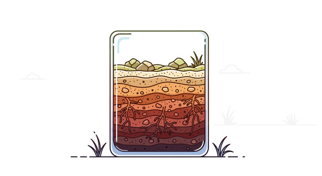 Soil Layers Cross-section in Glass Jar, Earth Strata, Geology Education, Organic Topsoil