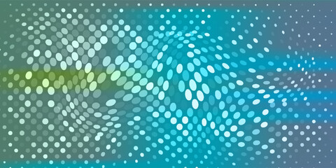 Obraz premium Abstract dot green blue color pattern screen led light gradient texture background. Technology big data digital concept. 3d rendering.