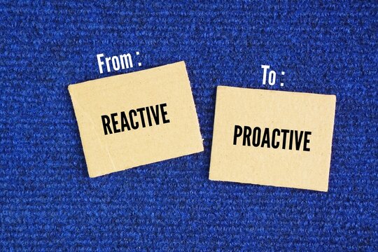 Two word Reactive to Proactive. shifting from fixing problems after they occur to preventing them before they happen.  Reactive behavior often refers to an immediate response to feelings
