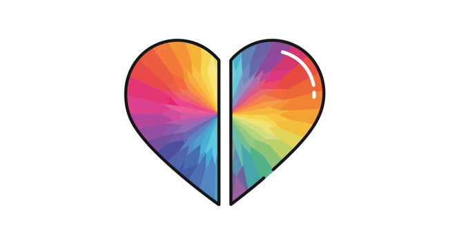 Rainbow Heart Symbol, Love, Diversity, Inclusion, LGBTQ+ Pride, Abstract Art