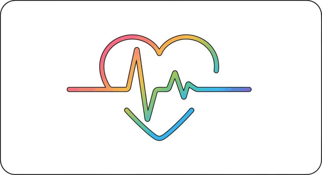 Rainbow Heartbeat ECG Line Symbol, Love Health Care Medical Symbol