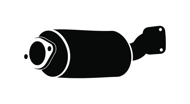 Vehicle exhaust pipe and muffler silhouette on a white background silhouette high quality professional detailed modern elegant stylish clean