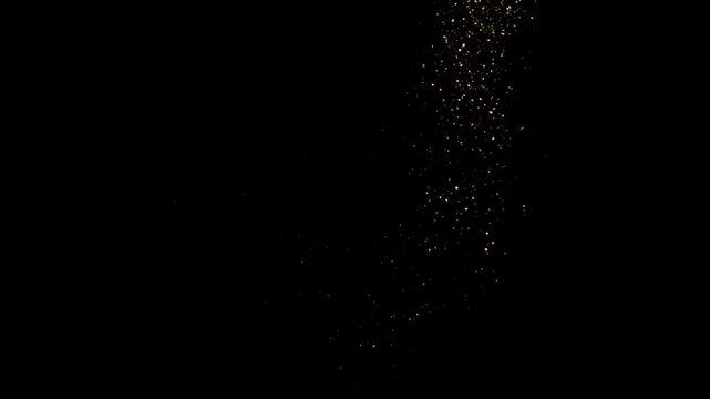 Golden stardust trail 2026 background. Sparkling particles create a magical, elegant effect. Comet tail, shooting star, Christmas star, glittering meteor trail isolated on black background.