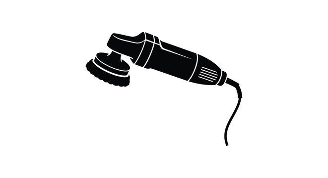 black silhouette of a power polisher tool on a white background silhouette high quality professional detailed modern elegant stylish