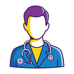 Fototapeta premium Doctor with stethoscope on blue coat illustration