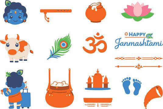 Krishna Janmashtami celebration symbols on display