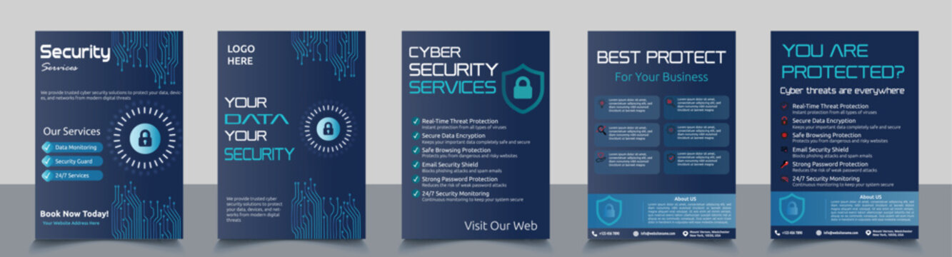 Modern Cyber Security Services Flyer Template with Data Protection and Technology Design