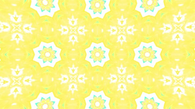 Seamless floral pattern.Abstract floral summer vibe loop background.Yellow white fractal seamless loop animation