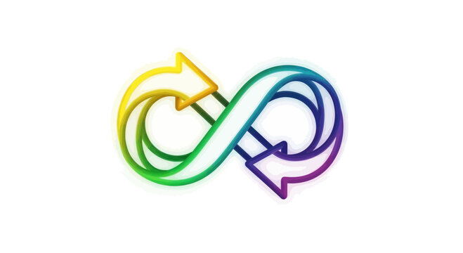 DevOps infinity loop symbol with rainbow gradient, continuous integration and delivery concept