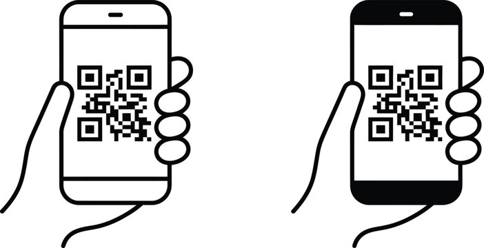 QR code mobile scanning icon smartphone scan symbol vector illustration design