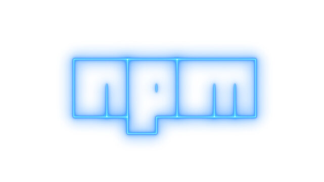 Glowing neon npm logo icon isolated on transparent background. Node Package Manager. Web development. Programming symbol. JavaScript tool.