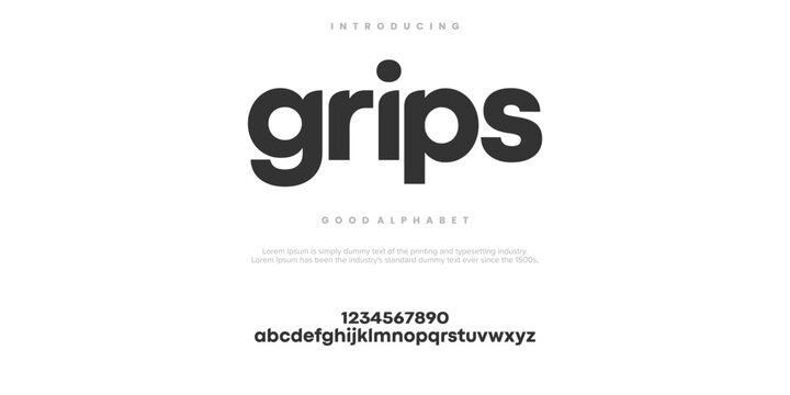 Grips Modern minimal abstract alphabet fonts. Typography creative font. vector illustration