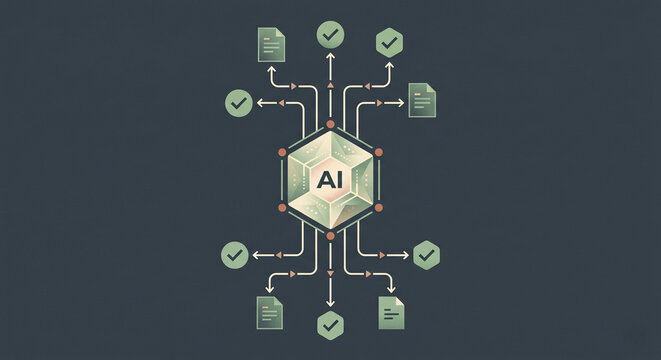 Explainable AI transparency and ethical data audit flat illustration featuring transparent algorithmic decision paths and secure business compliance workflow