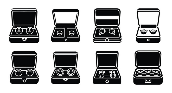 Flat vector icons of portable speaker systems black and white