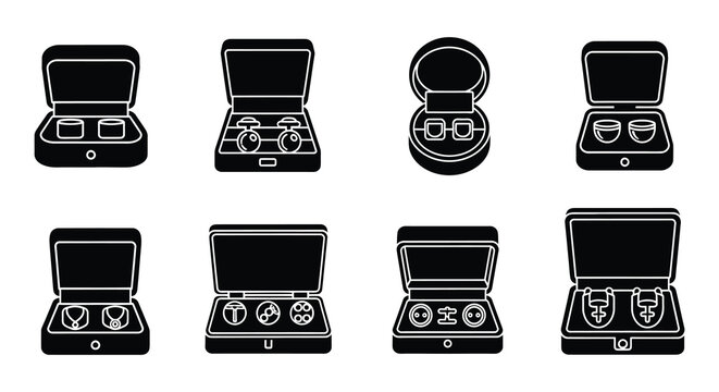Flat vector icons of portable speaker systems black and white