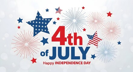 Obraz premium 4th of july happy independence day banner with fireworks and stars