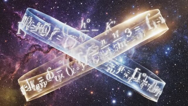 Abstract Physics Equation Loop in Cosmic Nebula - Science and Math Concept