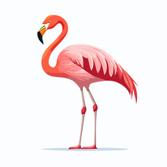 Fototapeta premium Vibrant Pink Flamingo Bird Standing Alone.