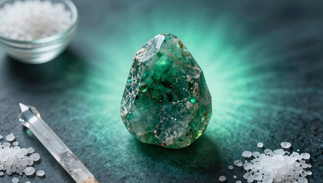 Aura Art and Moldavite Spiritual Composition