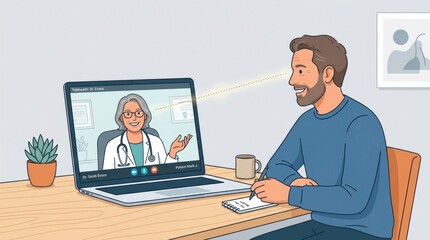 Fototapeta premium Telehealth Doctor Patient Virtual Consultation