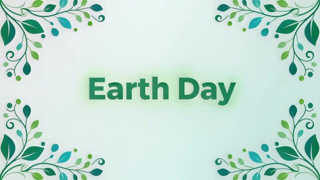 Earth Day Greeting with Green Leafy Borders on Light Background