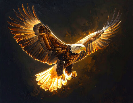 Fiery Eagle Soaring with Wings of Light