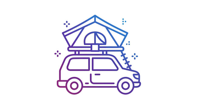 Car with rooftop tent, adventure travel, camping icon, outdoor lifestyle, vehicle accessory