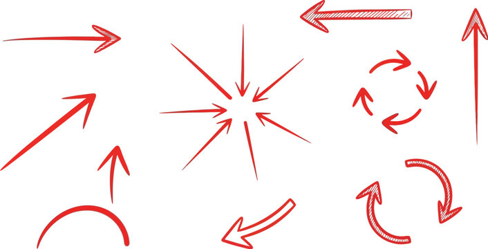 Red hand drawn arrows for design