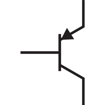 PNP transistor solid icon, electronic component symbol vector