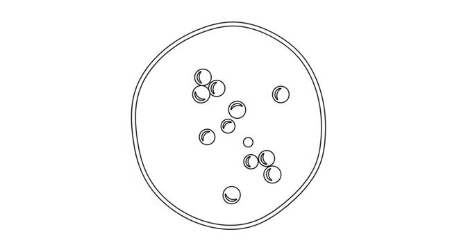 Minimalist Geometric Line Art of a Circle with Floating Spheres