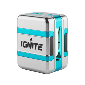 Modern ignition device with blue accents and logo