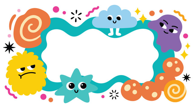 Funny colorful monster frame design with copy space for kids card artwork.