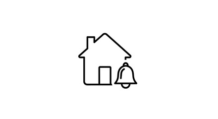 Fototapeta premium Home Notification Bell Icon: House Symbol with Alert Ringing Bell Graphic
