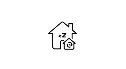 Naklejka premium Home sleep mode icon with small house and 