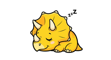 Cute cartoon triceratops dinosaur sleeping, zzz symbol, white background © Jepe