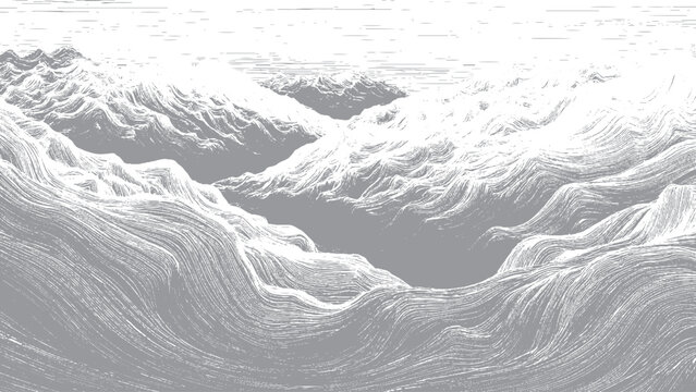 Stylized terrain cross section with dark textured base Layered soil and rock strata with wavy surface design