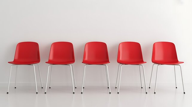 Red chairs, plastic stackable chairs, modern furniture, office seating